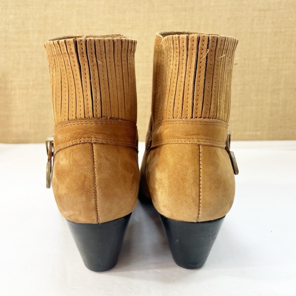 Dingo Western Ankle Boot Pull On Bootie Brown Suede Buckle Strap size 8 M - Picture 4 of 13